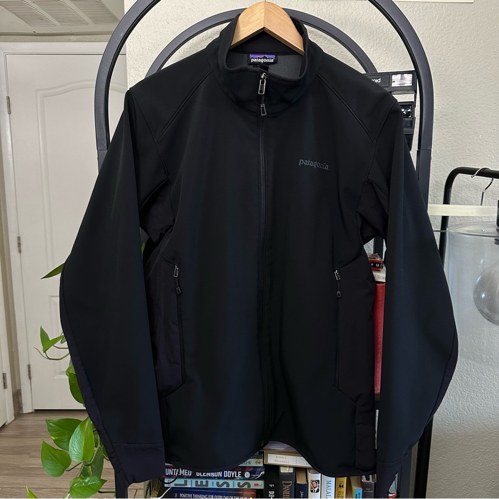 Patagonia Adze Softshell Jacket Sz L Large Black  Hybrid Polartec Zip Men's